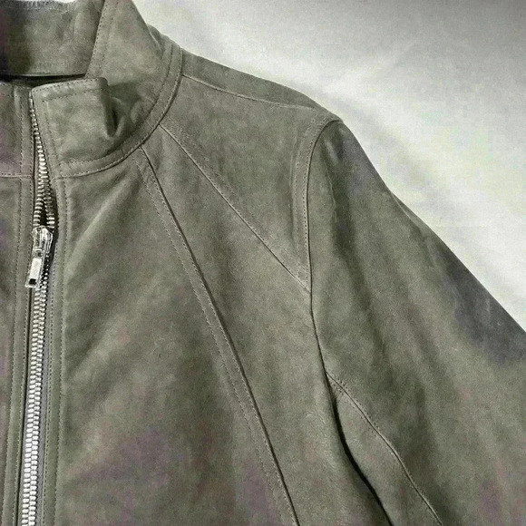 RICK OWENS Men Zipped Calf Leather Jacket in Dark Dust Size 38US - Picture 8 of 16